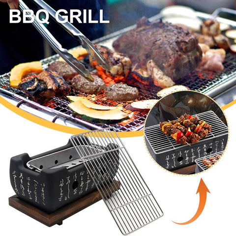 Image of Japanese Style Barbecue Grill Portable Food Charcoal Stove/Bbq Plate Household Barbecue Tools Accessories (BBQ Grill (24X12.5Cm))