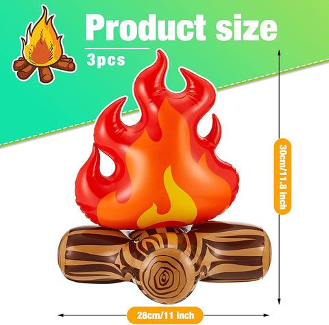 Image of Inflatable Fake Campfire Camping Props Bonfire Party Decor Campfire Party Decorations Artificial Flame Campfire for Indoor Camping Overnight and Scene Setting (3 Pieces)