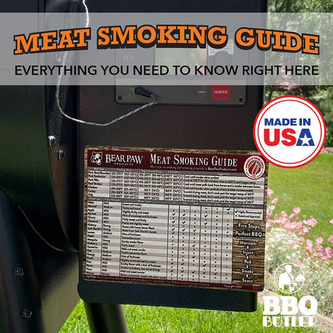 Image of Meat Smoking Guide Magnet - Smoker Accessories - Grilling/Bbq Quick Reference Smoking Chart - Wood Chips - Wood Pellets - Time and Temperature