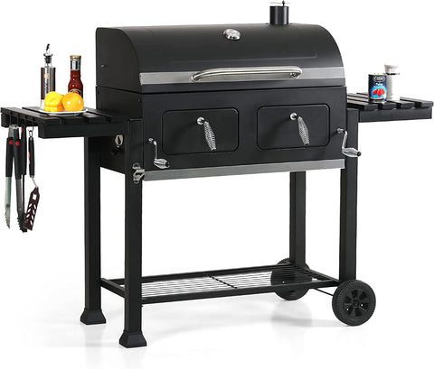 Image of Captiva Designs Extra Large Charcoal BBQ Grill with Oversize Cooking Area(794 Sq.In.), Outdoor Cooking Grill with 2 Individual Lifting Charcoal Trays and 2 Foldable Side Tables