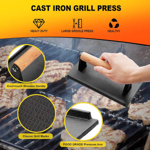 CEKEE 10PCS Blackstone Griddle Accessories Kit, Flat Top Grill Accessories Kit for BBQ and Camp Chef, Grill Spatula Set with Enlarged Griddle Spatula, Burger Press, Scraper for Outdoor BBQ Cooking