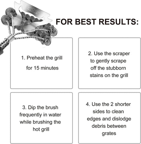 Image of Grill Brush for Outdoor Grill Bristle Free - Safe BBQ Grill Cleaner Brush - 17" BBQ Brush for Grill Cleaning Kit -Stainless Grill Cleaning Brush BBQ Grill Accessories Tools- Gifts for Men Dad