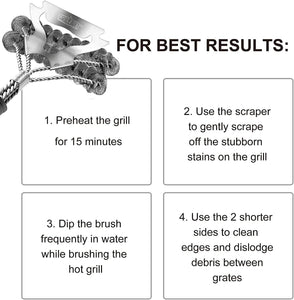 Grill Brush for Outdoor Grill Bristle Free - Safe BBQ Grill Cleaner Brush - 17" BBQ Brush for Grill Cleaning Kit -Stainless Grill Cleaning Brush BBQ Grill Accessories Tools- Gifts for Men Dad