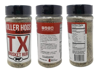 Killer Hogs Barbecue Rub Variety Pack - Steak Rub and Texas Brisket BBQ Rub - Pack of 2 Bottles - 32 Oz by Volume Total - 22 Oz by Weight Total - Championship BBQ and Grill Seasoning