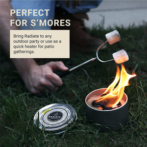 Radiate Portable Campfire: the Go-Anywhere Outdoor Fire Pit - Portable and Convenient - 3 Hours of Warmth and Burn Time - Great for Camping, Picnics, and More - Made in the USA