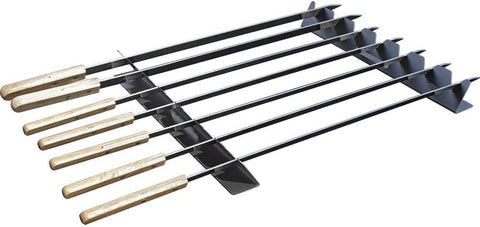 Image of Goutime Stainless Steel Shish Kabob Skewer Rack with Storage Bag, Universal Barbecue BBQ Skewers Holder for Grill