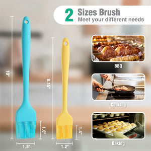 HAUSHOF Silicone Basting Pastry Brush, Heat Resistant Pastry Brush Set, One-Piece Design, Perfect for Baking, Grilling, Spreading Oil, Butter, BBQ Sauce, or Marinade, Dishwasher Safe