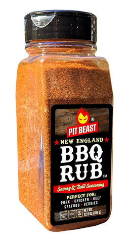 Image of Pit Beast New England BBQ Rub | Keto, Sugar-Free, 0 Carbs, NO MSG, Gluten Free | Savory and Bold Barbecue and Grill Seasoning for Chicken, Burgers, Pork, Beef, Steak, and Ribs | 12.5 Oz