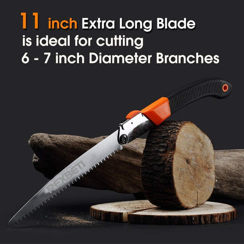 Image of REXBETI Folding Saw, Heavy Duty 11 Inch Extra Long Blade Hand Saw for Wood Camping, Dry Wood Pruning Saw with Hard Teeth, Quality SK-5 Steel