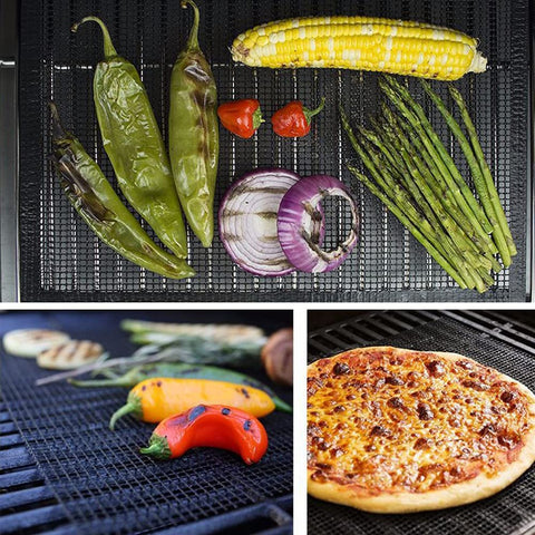 Image of BBQ Mesh Grill Mat Set of 6 - Non-Stick Barbecue Grill Sheet Liners Grilling Mats for Outdoor Teflon Grill Sheets Reusable and Easy to Clean-Works on Electric Grill, Gas, Charcoal 15.75 X 11.8In