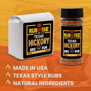 Texas Style Hickory Rub & Pork Rub by Rubwise | BBQ Rub & Spices for Smoking & Grilling | Dry Rubs | Great on Brisket, Chicken, Ribs, Pork & Turkey, Chops, Pork Butt, Tenderloin & More | NO MSG (1Lb E