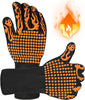 BBQ Gloves, Oven Mitts Grilling Gloves - Extreme Heat Resistant Barbecue Gloves with Fingers, Non-Slip Silicone Cooking Gloves for Oven, Barbecue, Baking, Welding (A Pair)