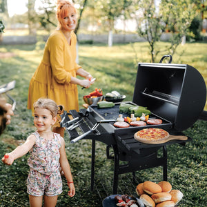 Devoko Charcoal Grill, Outdoor BBQ Grill with Offset Smoker and Side Table for Patio, Garden and Parties