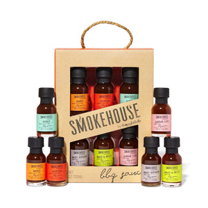 Smokehouse by Thoughtfully, Gourmet Mini BBQ Sauce Gift Set, Flavors Include Honey, Chipotle, Sweet & Spicy, Smoky Bourbon, Mango, and Kansas City, BBQ Sauce Variety Pack, Set of 6