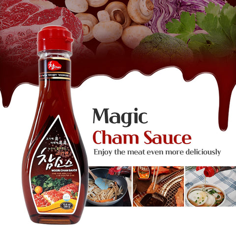 Image of WOORI CHAM SAUCE Korean BBQ Soy Sauce, #1 Steak Sauce in Korea, Magic Sauce for Korean BBQ, Kalbi, Bulgogi, and Pickles, (10.6Oz, 1) (3 Pack)