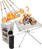 Portable Outdoor Fire Pit 22 Inch - Portable Fire Pit Collapsing Stainless Steel Mesh Fireplace Foldable - Camping Gear for Patio, Backyard and Garden Add 5 Pack Roasting Sticks