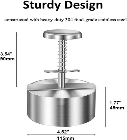 Image of Chengqism Burger Press, Adjustable Hamburger Patty Maker 4.2" Stainless Steel Hamburger Press Patty Making Molds Patties for Beef, Vegetables, Meat, BBQ Barbecue Homemade Hamburger