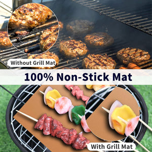 HTVRONT Grill Mats for Outdoor Grill -Set of 5 Nonstick BBQ Grill Mat 15.75 X 13", Reusable & Cuttable Grill Topper for Patio, Garden BBQ, Non-Toxic & Works for Gas, Charcoal, Electric Grill…