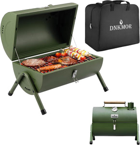 Portable Charcoal Grill, Tabletop Outdoor Barbecue Smoker, Small BBQ Grill for Outdoor Cooking Backyard Camping Picnics Beach by DNKMOR GREEN