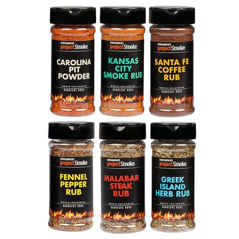 Image of STEVEN RAICHLEN'S Project Smoke BBQ Spice Rub Seasoning Combo Pack - 6 Pack World Wide Barbeque