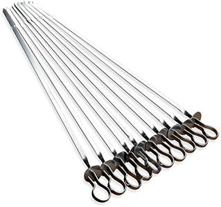 Amestar 12 Pack Kabob Skewers BBQ Barbecue Skewers Stainless Steel Sticks 13.7 Inch Heavy Duty Large Wide Reusable with Slider Ideal for Shish Kebab Chicken Shrimp and Vegetables