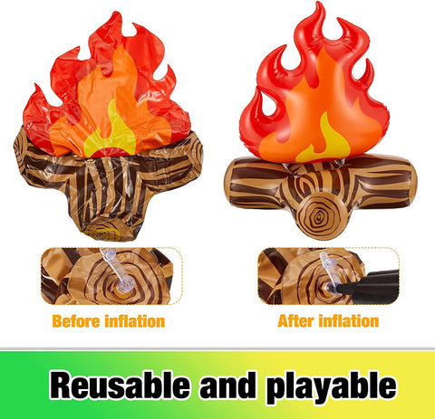 Image of Inflatable Fake Campfire Camping Props Bonfire Party Decor Campfire Party Decorations Artificial Flame Campfire for Indoor Camping Overnight and Scene Setting (3 Pieces)