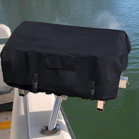 Image of Boat Grill Cover(2 Pack),D23*W15*H15, Marine BBQ Grill Cover, High Density Waterproof, Magma Boat Grill Cover (Cover Only) Black