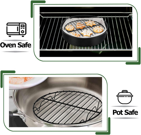 Image of Teamfar round Cooling Rack, 7.5’’ Small Baking Roasting Grilling Rack with Stainless Steel Core & Non-Stick Coating, for Cooking Steaming Cooling, Healthy & Durable, Oven Safe & Easy Clean – Set of 2