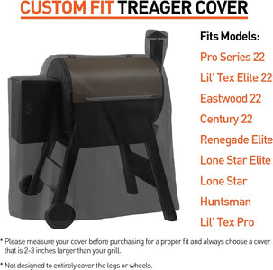 Pellet Grill Cover Compatible for Traeger 22, Lil Tex, Z Grill 550, Heavy Duty Waterproof Outdoor Full Length Smoker Cover, Fade Resistant Wood Pellet Grill Cover