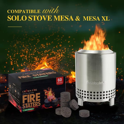Image of Fire Pit Starters for Solo Stove Mesa, 60 Count Fireplace Starter Great Accessories Tool for Grilling Camping Cooking Campfires and BBQ Light Fire Wood Charcoal and Sticks