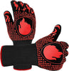 BBQ Gloves, Heat Resistant Oven Mitts Grilling Gloves - 1472℉ Extreme Heat Resistant, Oven Gloves Silicone - Cooking Gloves for Grilling, BBQ, Baking, Welding (A Pair) (Red1)
