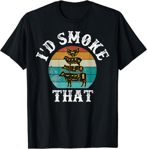 Funny Retro BBQ Party Smoker Chef Dad Gift - I'D Smoke That T-Shirt