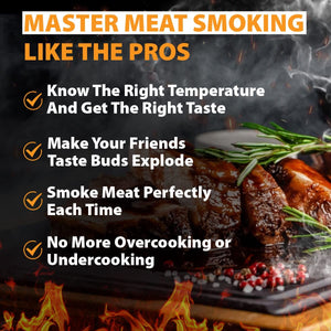 Best Improved Version Accurate Meat Temperature Chart Magnet 46 Popular Meats + Butcher Cuts of Beef Pork Lamb Guide Smoking Wood Flavors Target Time BBQ Pellet Smoker Grill Grilling Accessories Gifts