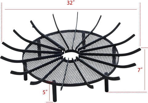 Image of BPS round Fire Pit Grate Log Spider Grate Wheel Firewood Grate for Outdoor Fire Pit, 36 Inch Diameter
