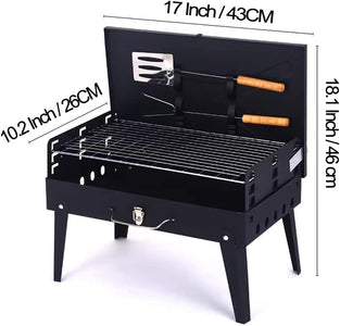 Advanced Portable Charcoal Grill Outdoor Folding Barbecue Grill Comes with BBQ Toolbox Grill Barbecue Grill Stall