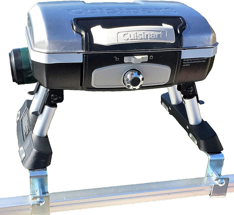 Image of Cuisinart Grill Modified for Pontoon Boat with Arnall'S Stainless Grill Bracket Set SILVER
