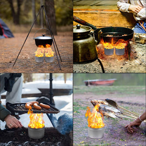 2 Pack of Portable Campfire, Compact Outdoor Fire Pits 3-5 Hours of Burn Time No Embers No Wood Emergency Fire Starters for Camping Picnics Party and More