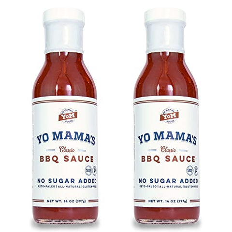 Keto Barbecue BBQ Sauce by Yo Mama's Foods – (Pack of 2) - Vegan, No Sugar Added, Low Carb, Low Sodium, Gluten Free, Paleo, and Made with Whole Non-GMO Tomatoes!
