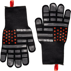 'Merica BBQ Gloves, 1472 Degree F Heat Resistant, Cut Resistant Lining, Non Slip Silicone, Machine Washable, Grilling, Baking, Cooking, Cutting