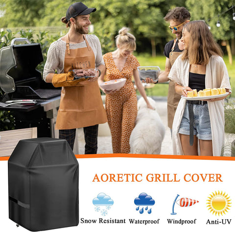 Image of Aoretic Grill Cover 32 Inch Gas Bbq-Cover, Fit Most 2 Burner Grill Waterproof Small Barbeque Cover with Velcro Straps & Adjustable Drawstring for Weber,Nexgrill,Char-Broil, Monument,Dyna-Glo,Kenmore