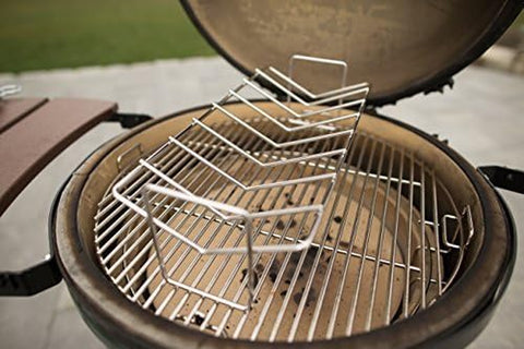 Image of Aura Outdoor Products Stainless Steel Rib and Roasting Rack for Big Green Egg, Kamado Joe, Vision, Grill Dome, Primo, and All Indoor Ovens
