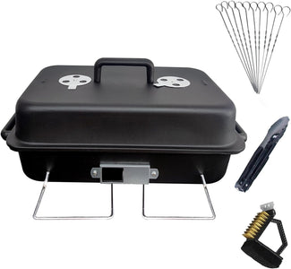 GEERTOP Portable Charcoal Grill with Lid Folding Barbecue Grill for Outdoor Camping Cooking Small Table Top BBQ Grill for Picnic Patio Backyard, Black