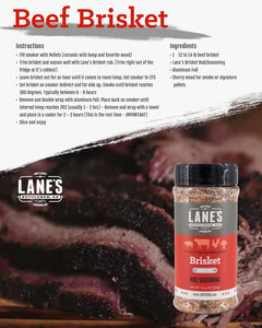 Lane'S Premium Brisket Seasoning - All Natural Brisket Rub for Smoker and Grill | Championship Beef Brisket Rub, Burgers, Steaks | No MSG | No Preservatives | Keto Friendly | Made in the USA | 12.4 Oz