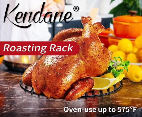 Image of Roasting Rack with Integrated Feet, Cooling Drying Rack Kitchen Rack with Enameled Coating, PTFE Free, Great for Cooking, Roasting, Drying, Grilling, 12Inch*8.5Inch by KENDANE