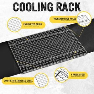Utopia Kitchen Cooling Racks for Baking 8 X 11.75 Inches, Stainless Steel Wire Cookie Rack Fits Jelly Roll Sheet Pan, Oven Safe for Cooking, Roasting, Grilling