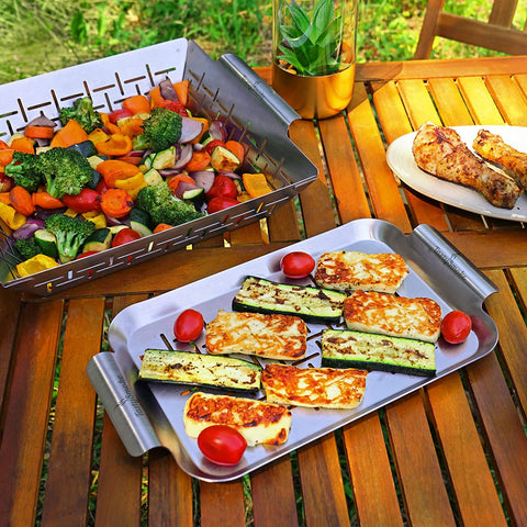 Image of Tastysmoke® Premium Stainless Steel Grill Tray Usable as Vegetable Basket, Fish Grill Basket and Grill Tray for Skewers - Universally Usable and Particularly Durable Grill Pan - the Perfect Grill Accessory
