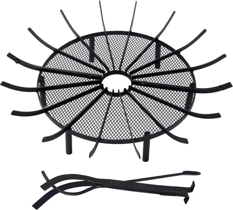 Image of BPS round Fire Pit Grate Log Spider Grate Wheel Firewood Grate for Outdoor Fire Pit, 36 Inch Diameter