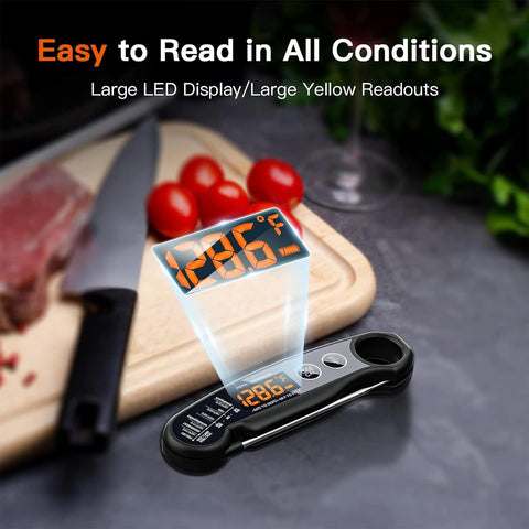 Image of Digital Meat Thermometer,  Rechargeable Instant Read Food Thermometer with Backlight & Calibration, Auto On/Off, Waterproof Cooking Thermometer for Meat, Liquid, Deep Fry, Baking, Oven, BBQ