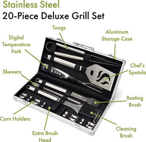 Image of CGS-5020 BBQ Tool Aluminum Carrying Case, Deluxe Grill Set, 20-Piece