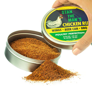 Stan the Man’S Chicken Rub – Perfect Poultry Seasoning - Deep Fry Turkey, Beer Can Chicken, Spatchcock, Wing Dust, BBQ, Fried, Breast, Thighs - All Natural Gluten Free Keto Low Salt No MSG, 3 Ounce Gourmet Spice Tin – New Packaging Inside